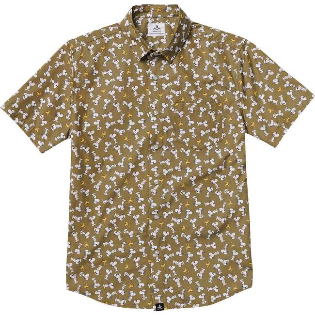 Men's Seaesta Surf X Peanuts Joe Cool  Button Up Shirts, Olive - Shirts - 3