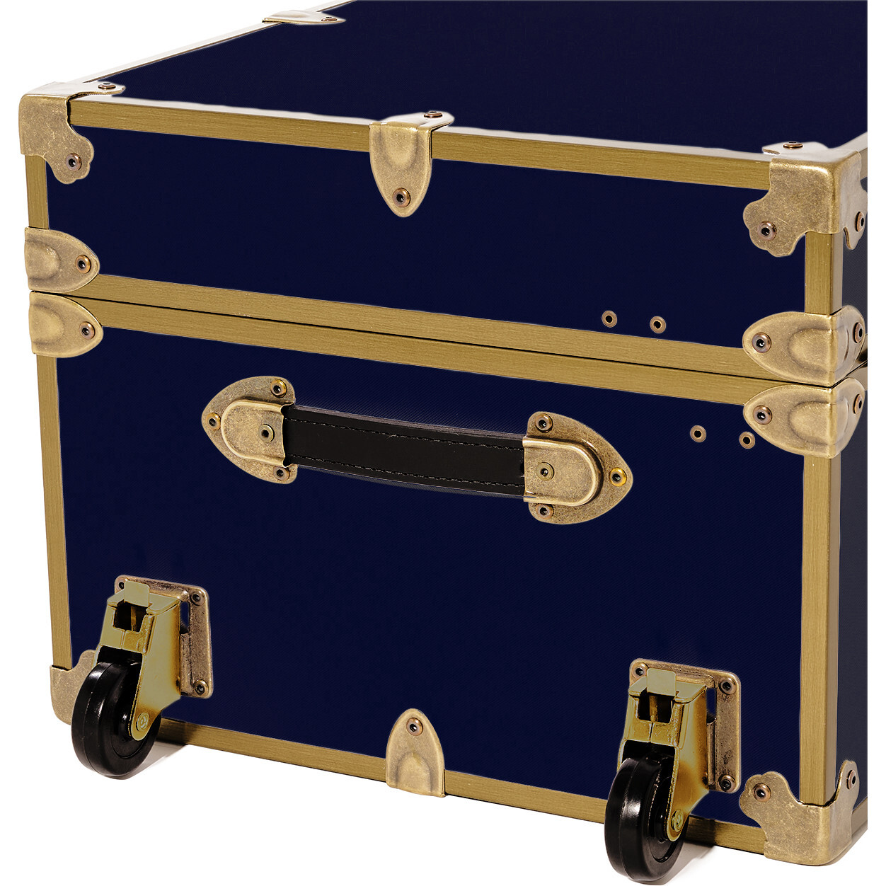 POTTERY BARN $474 + Vinyl Wardrobe Dorm Trunk with Rubbed Brass