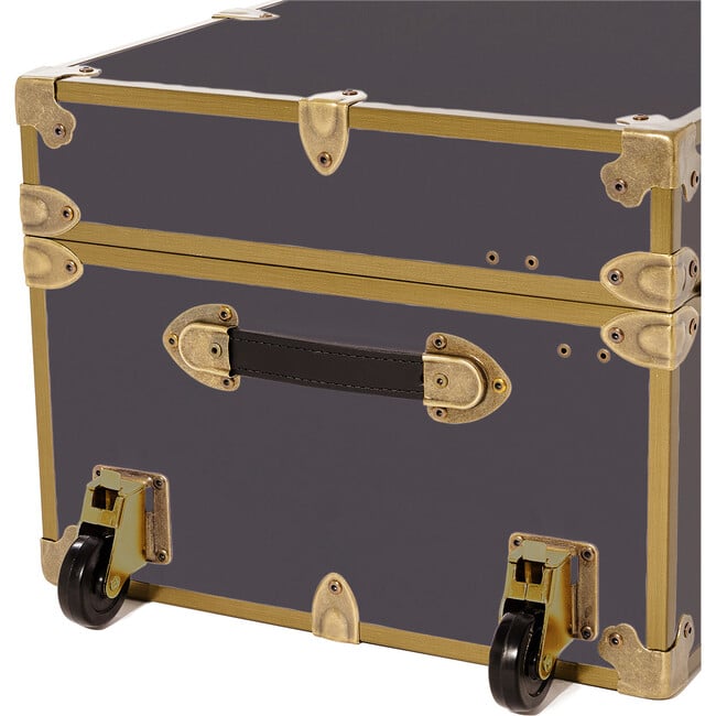 Embossed Vinyl Trunk Large, Slate With Antique Brass Trim - Storage - 7