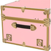 Embossed Vinyl Trunk Large, Pink With Antique Brass Trim - Storage - 6