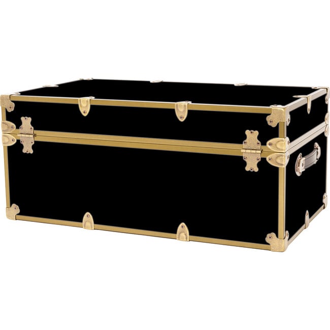 Embossed Vinyl Trunk Large, Black With Antique Brass Trim - Storage - 5