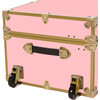 Embossed Vinyl Trunk Large, Pink With Antique Brass Trim - Storage - 7