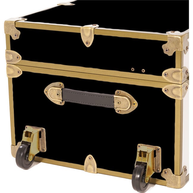 Embossed Vinyl Trunk Large, Black With Antique Brass Trim - Storage - 7