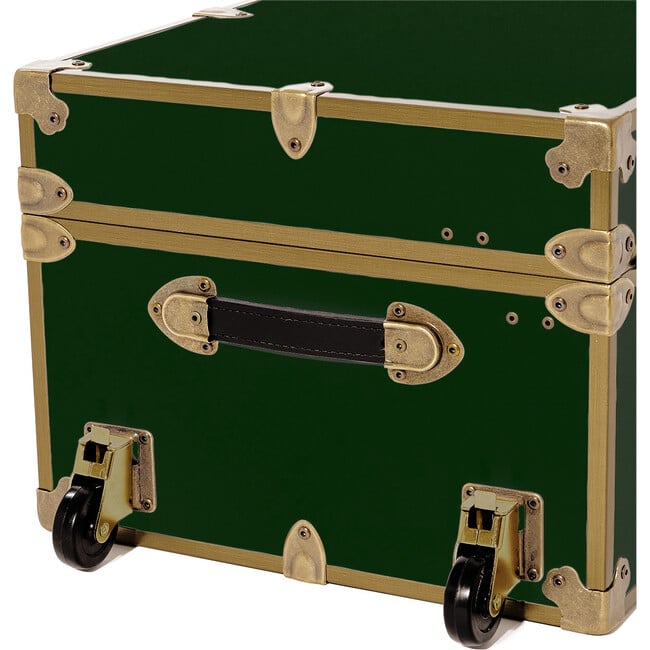 Embossed Vinyl Trunk Large, Forest Green With Antique Brass Trim - Storage - 7