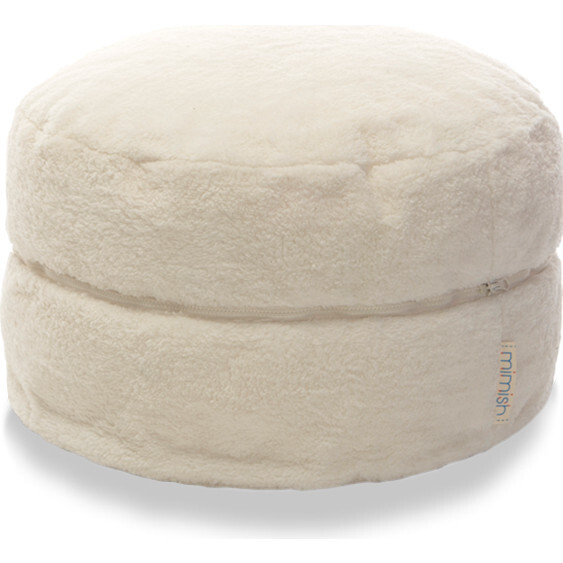 Exposed Zipper Sherpa Storage Pouf, Vanilla Bean - Storage - 1