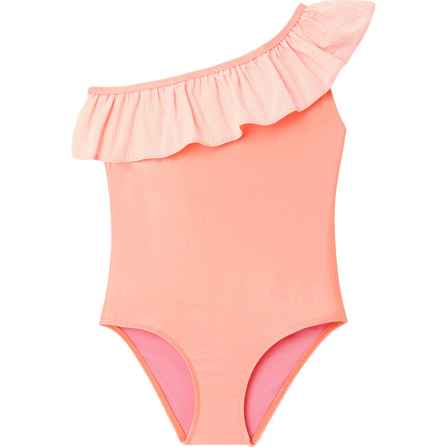 Daiquiri One Shoulder Swimsuit, Shiny Coral