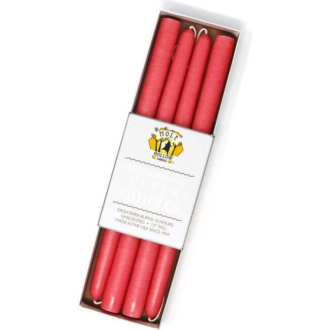 12" Taper Candle  Set, Coral Pink