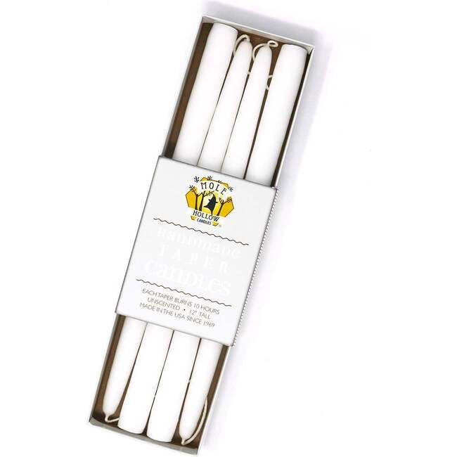 12" Taper Candle  Set, Stark White - Candles - 1