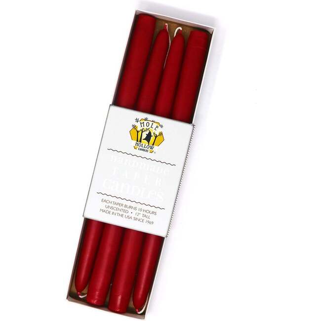 12" Taper Candle  Set, Sweetheart Red
