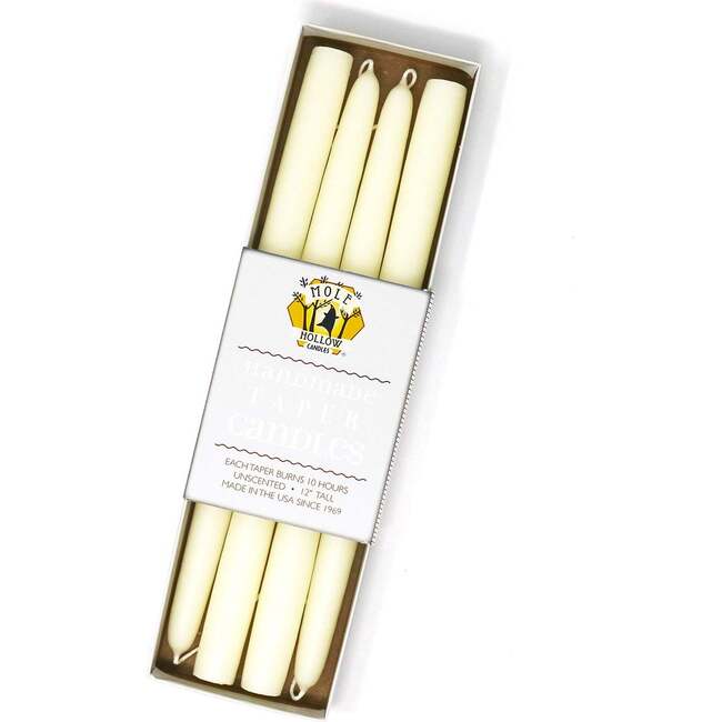 12" Taper Candle  Set, Off White