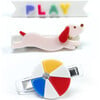 Wiener Dog & Colorful Ball Alligator Clips - Hair Accessories - 1 - thumbnail