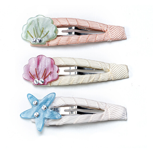Seashells Pearlized Covered Snap Clip