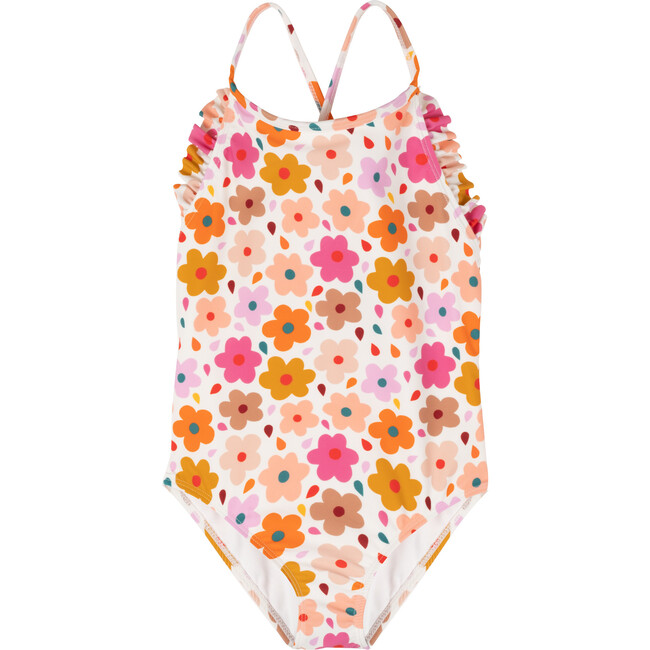 Savannah Ruffle One Piece Swimsuit, Confetti Floral - One Pieces - 1