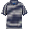Silas Shirt, Navy & Ecru Stripe - Polo Shirts - 1 - thumbnail