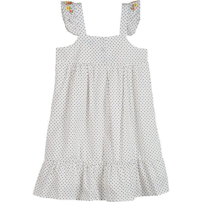 Karis Embroidered Sundress, Navy Pin Dot - Dresses - 2