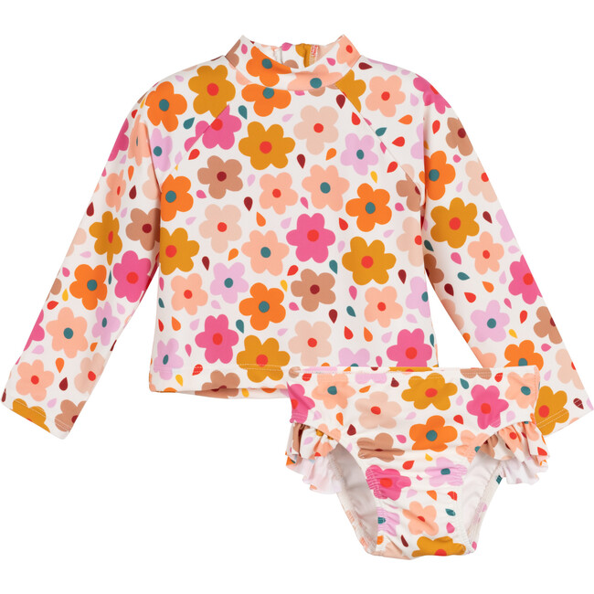 Baby Sloane Bikini Bottom & Rashguard Swimsuit Set, Confetti Floral - Two Pieces - 1