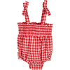 Baby Blakely Smocked Bubble Romper, Vintage Pink & Paprika Gingham - Rompers - 1 - thumbnail