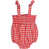 Baby Blakely Smocked Bubble Romper, Vintage Pink & Paprika Gingham - Rompers - 2 - thumbnail