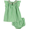 Baby Fatima Smocked Yoke Dress with Bloomer, Mint Gingham - Dresses - 2 - thumbnail