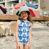 Shelly Scoop Neck Lower Back Suit, Blue Flower Bud - One Pieces - 2