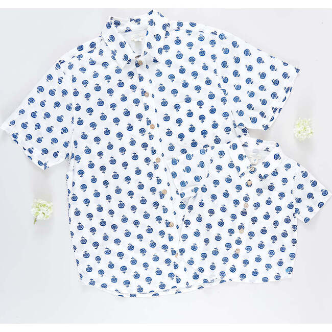 Mens Jack Short Sleeve Shirt, Navy Small Flower - Shirts - 3