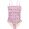 Women's Sam Built-In Bra Cinched Print Suit, Lobster Stripe - One Pieces - 1 - thumbnail