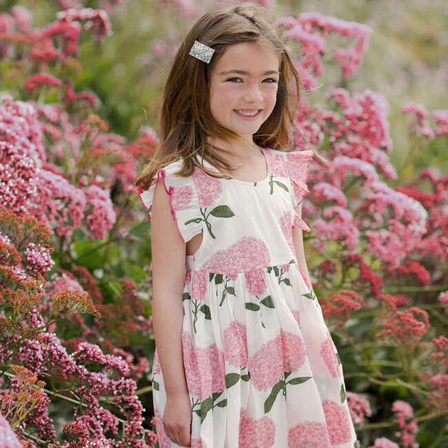 Liv Ruffle Straps Fully Lined Dress, Pink Hydrangeas - Dresses - 2