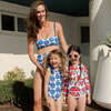 Women's Courtney Front Ruched Swim Top, Blue Flower Bud - One Pieces - 2