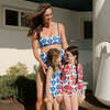 Women's Courtney High Waist Swim Bottom, Blue Flower Bud - Two Pieces - 3