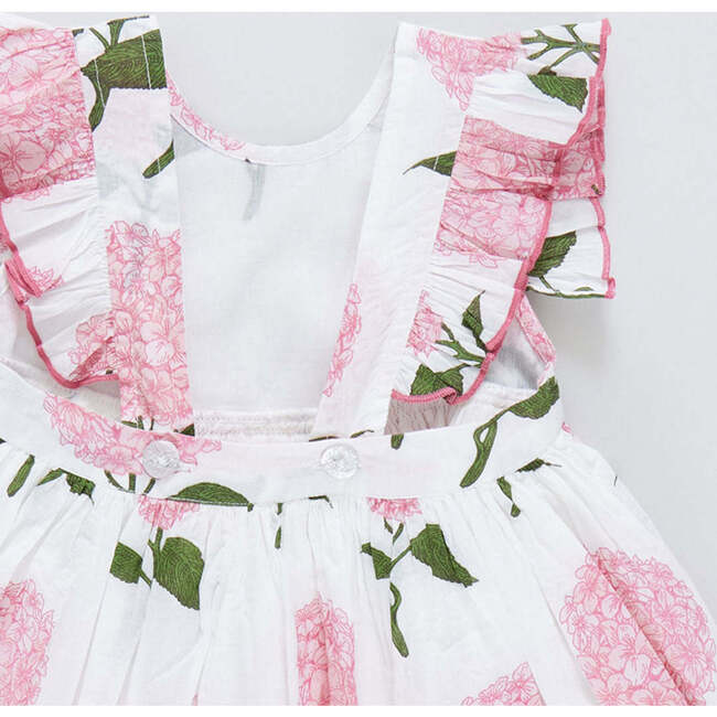 Liv Ruffle Straps Fully Lined Dress, Pink Hydrangeas - Dresses - 4