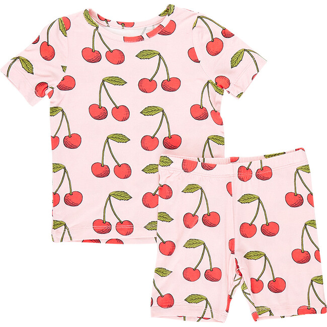 Bamboo Short Sleeve Pajama Set, Pink Cherries