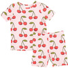 Bamboo Short Sleeve Pajama Set, Pink Cherries - Pajamas - 1 - thumbnail