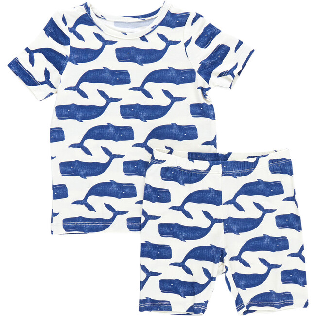 Bamboo Short Sleeve Pajama Set, Blue Whales
