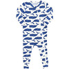Baby Bamboo Short Sleeve Romper, Blue Whales - Rompers - 1 - thumbnail