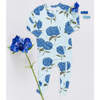 Baby Bamboo Short Sleeve Romper, Light Blue Hydrangeas - Rompers - 3