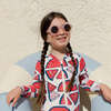 Arden 3/4 Zipper Front Long Sleeve Print Suit, Watermelon Puzzle - One Pieces - 2