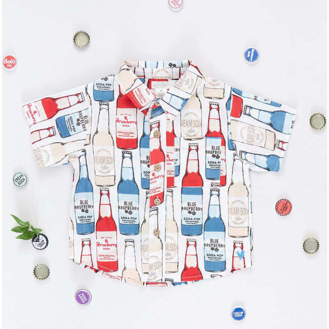 Baby Boys Jack Short Sleeve Print Shirt, Soda Pop - Shirts - 3