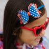 Flag Bow Hard Headband, Blue - Hair Accessories - 2