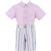 Positano Button Front Boy Set, Lavender Stripe - Mixed Apparel Set - 1 - thumbnail