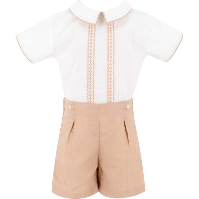 Il Pellicano Baby Boy Embroidered Button-On, White