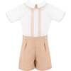 Il Pellicano Baby Boy Embroidered Button-On, White - Rompers - 1 - thumbnail