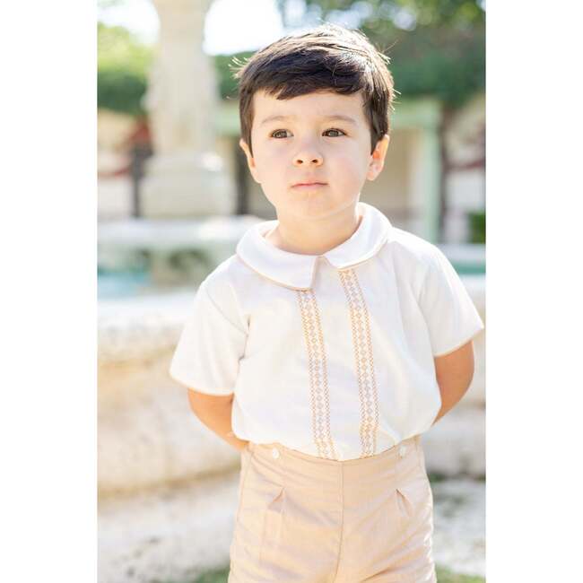 Il Pellicano Baby Boy Embroidered Button-On, White - Rompers - 2