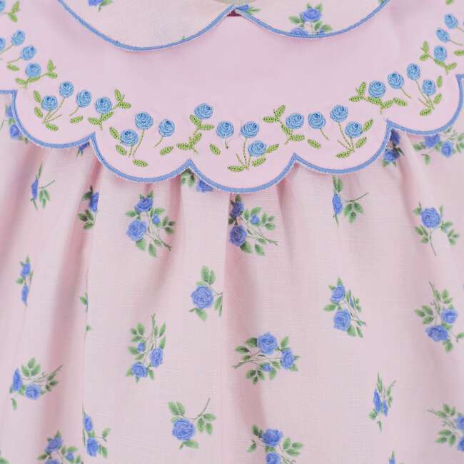 Positano Girl Scallop Detail Dress, Pink Floral - Dresses - 3