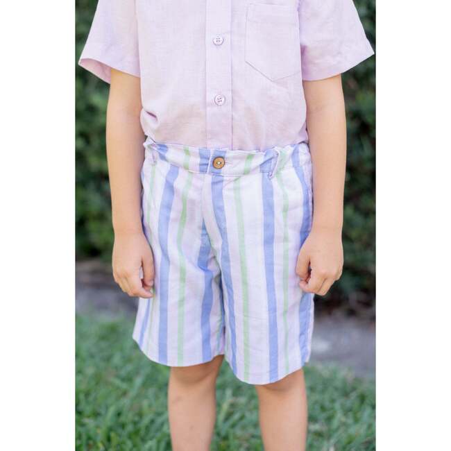 Positano Button Front Boy Set, Lavender Stripe - Mixed Apparel Set - 4