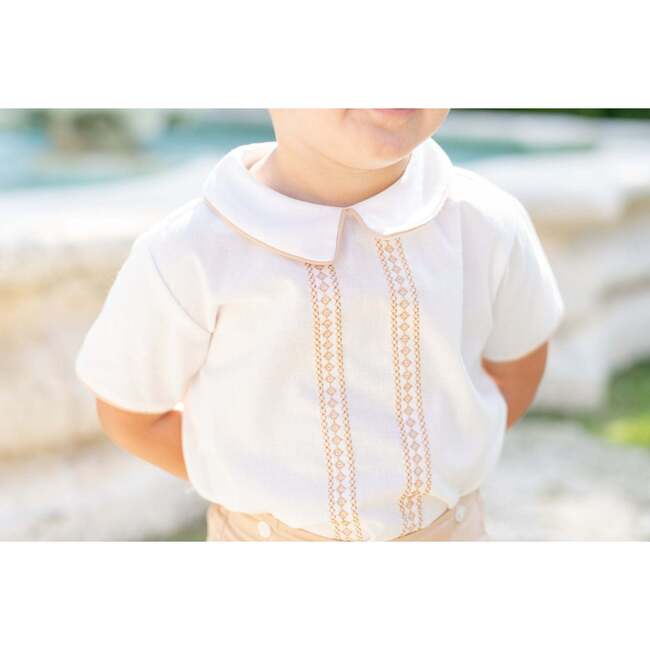 Il Pellicano Baby Boy Embroidered Button-On, White - Rompers - 4