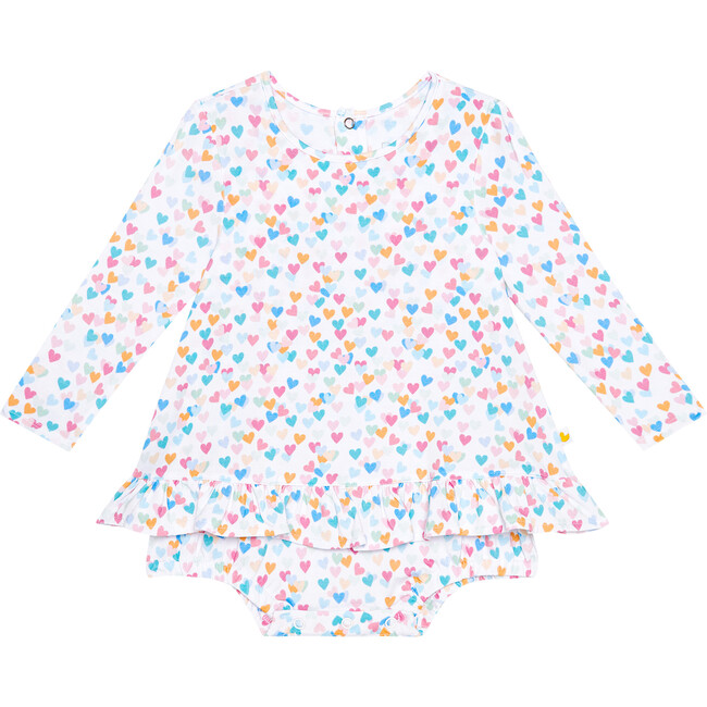 Lydia Long Sleeve Bubble Romper Dress, White - Dresses - 1