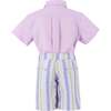 Positano Button Front Boy Set, Lavender Stripe - Mixed Apparel Set - 6