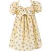 Positano Girl Puff Sleeve Dress, Yellow Floral - Dresses - 6 - thumbnail