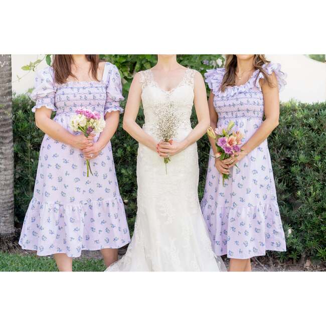 Positano Women's Flutter Sleeve Violet Dress, Lavender - Dresses - 4