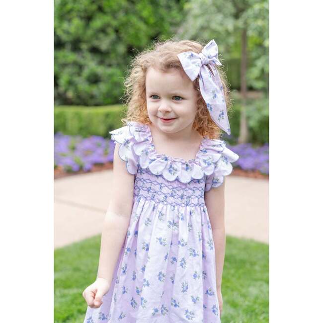 Positano Girls Flutter Sleeve Dress, Lavender Floral - Dresses - 7